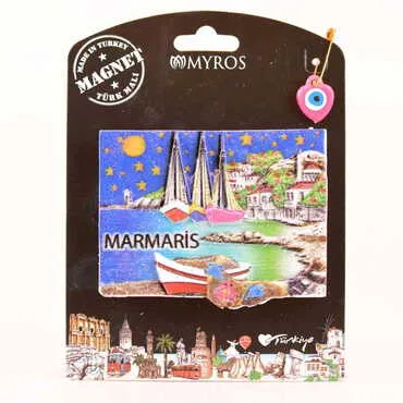 Toptan Marmaris Temalı Kartonetli UV Polyester Magnet - 15