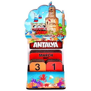 Antalya Themed Wooden Table Calendar - 4