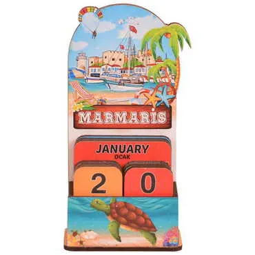 Toptan Marmaris Temalı Myros Ahşap Masa Takvimi - 5