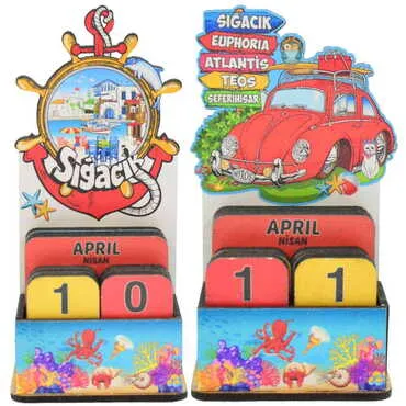 Sığacık Themed Wooden Table Calendar - 4