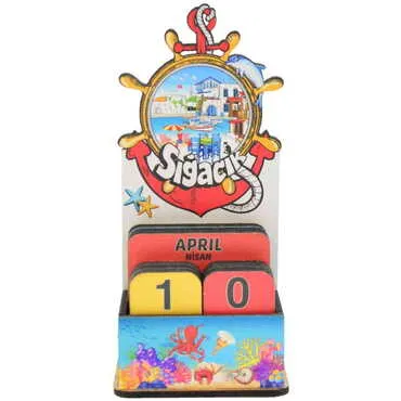 Sığacık Themed Wooden Table Calendar - 5