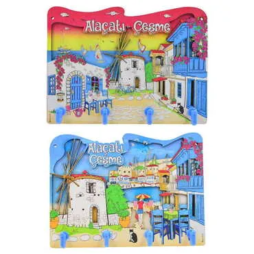 Alacati Region Themed Customised Wooden Wall Keychain Holder - 5