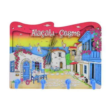 Alacati Region Themed Customised Wooden Wall Keychain Holder - 6