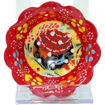Turkish Ceramic Engraved Relief Daisy Bowl 8 cm - 5