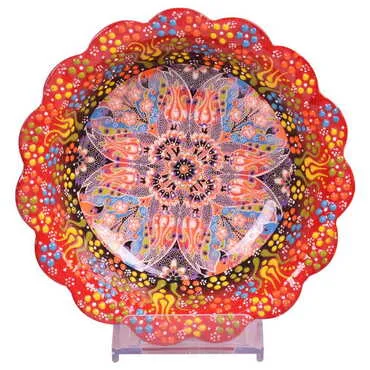 Turkish Ceramic Engraved Relief Daisy Bowl 20 cm - 4