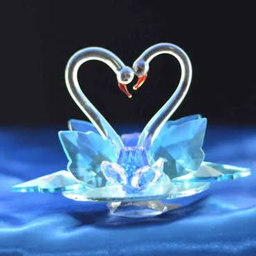 Crystal Two Swan in a Plate Figurine