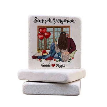 Sweetheart Themed Customised Stone Coaster 100x100 mm - 6