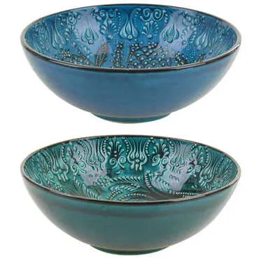 Turkish Ceramic Turquoise Bowl 25 Cm - 3