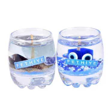 Fethiye Themed Glass Transparent Gel Candle - 2