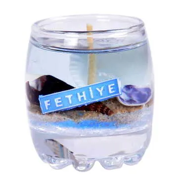 Fethiye Themed Glass Transparent Gel Candle - 3