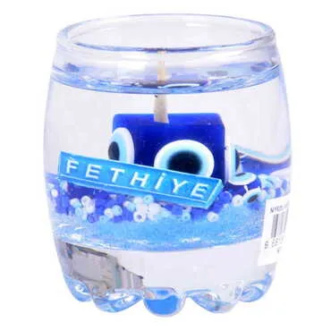 Fethiye Themed Glass Transparent Gel Candle - 4