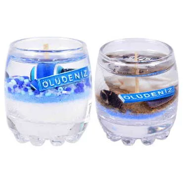 Fethiye Themed Glass Transparent Gel Candle - 2