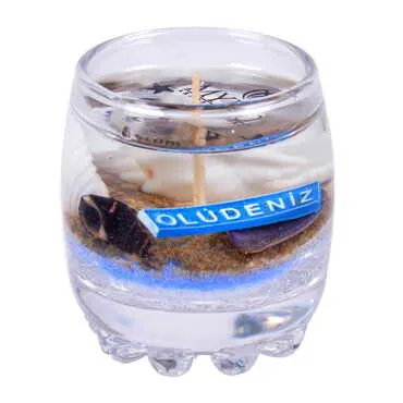 Fethiye Themed Glass Transparent Gel Candle - 3