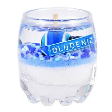 Fethiye Themed Glass Transparent Gel Candle - 4