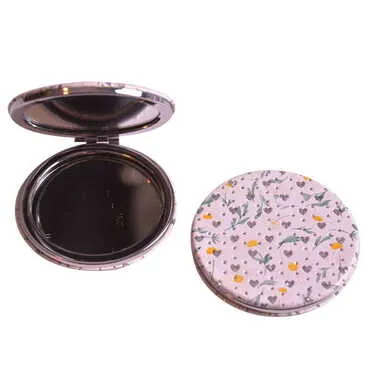 Flower Themed Custom Printed Round Pocket Mirror - 8
