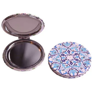 Tile Pattern Themed Custom Printed Round Pocket Mirror - 10