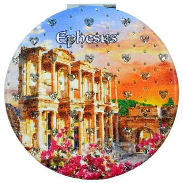 Toptan Efes Temalı Myros Yuvarlak Pu Ayna - 5