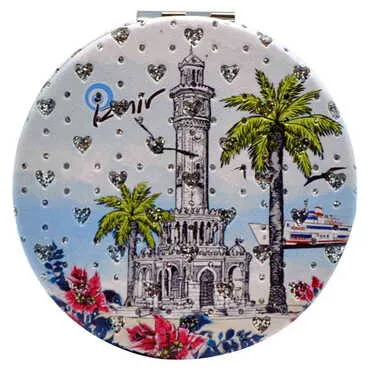 Toptan İzmir Temalı Myros Yuvarlak Pu Ayna - 5