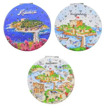 Kusadasi Themed Custom Printed Round Pocket Mirror - 7