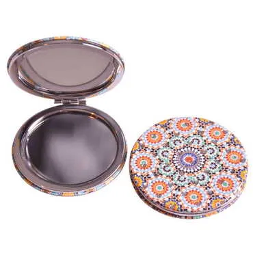 Mandala Themed Custom Printed Round Pocket Mirror - 6