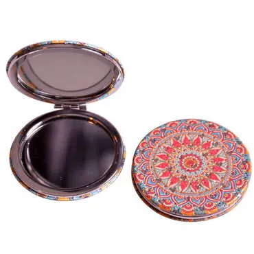 Mandala Themed Custom Printed Round Pocket Mirror - 8