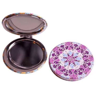 Mandala Themed Custom Printed Round Pocket Mirror - 12