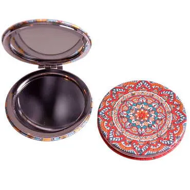 Mandala Themed Custom Printed Round Pocket Mirror - 13