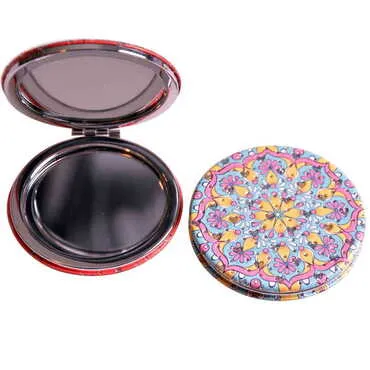 Mandala Themed Custom Printed Round Pocket Mirror - 14