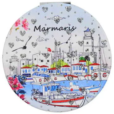 Toptan Marmaris Temalı Myros Yuvarlak Pu Ayna - 5
