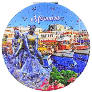 Toptan Marmaris Temalı Myros Yuvarlak Pu Ayna - 7