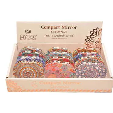 Toptan Mandala Temalı Myros Kalp Pu Ayna - 2