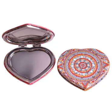 Toptan Mandala Temalı Myros Kalp Pu Ayna - 13