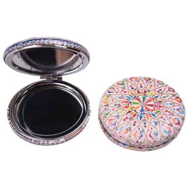 Mandala Themed Custom Printed Round Curved Pocket Mirror - 3