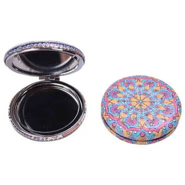 Mandala Themed Custom Printed Round Curved Pocket Mirror - 4