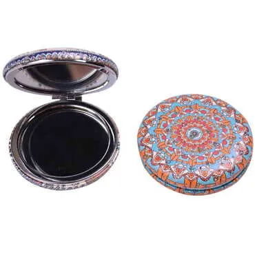 Mandala Themed Custom Printed Round Curved Pocket Mirror - 6