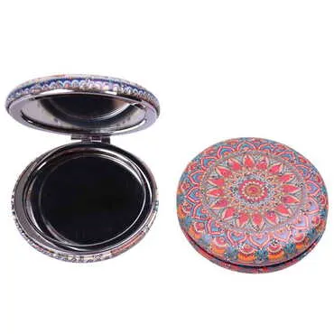 Mandala Themed Custom Printed Round Curved Pocket Mirror - 9