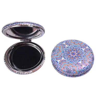 Mandala Themed Custom Printed Round Curved Pocket Mirror - 10