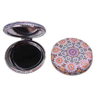 Mandala Themed Custom Printed Round Curved Pocket Mirror - 11