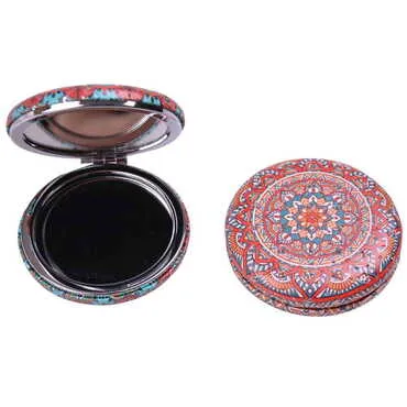 Mandala Themed Custom Printed Round Curved Pocket Mirror - 13