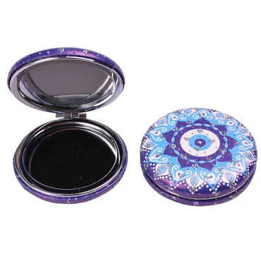 Evil Eye Themed Custom Printed Round Curved Pocket Mirror - 4