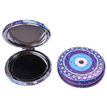 Evil Eye Themed Custom Printed Round Curved Pocket Mirror - 7