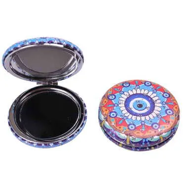 Evil Eye Themed Custom Printed Round Curved Pocket Mirror - 12