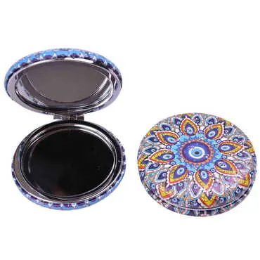 Evil Eye Themed Custom Printed Round Curved Pocket Mirror - 13