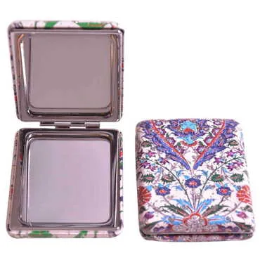 Tile Pattern Themed Custom Printed Rectangular Curved Pocket Mirror - 5