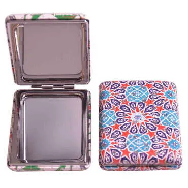 Tile Pattern Themed Custom Printed Rectangular Curved Pocket Mirror - 10