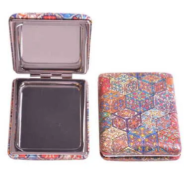 Mandala Themed Custom Printed Rectangular Curved Pocket Mirror - 5