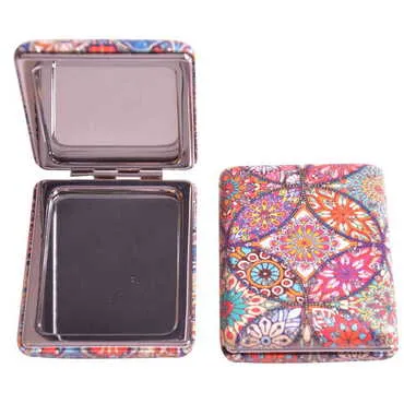 Mandala Themed Custom Printed Rectangular Curved Pocket Mirror - 8