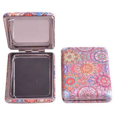 Mandala Themed Custom Printed Rectangular Curved Pocket Mirror - 10