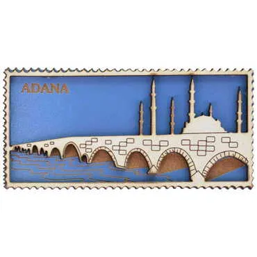 Adana Themed Wooden Engraved Souvenir Fridge Magnet - 10