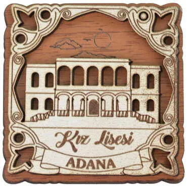 Adana Themed Wooden Engraved Souvenir Fridge Magnet - 12